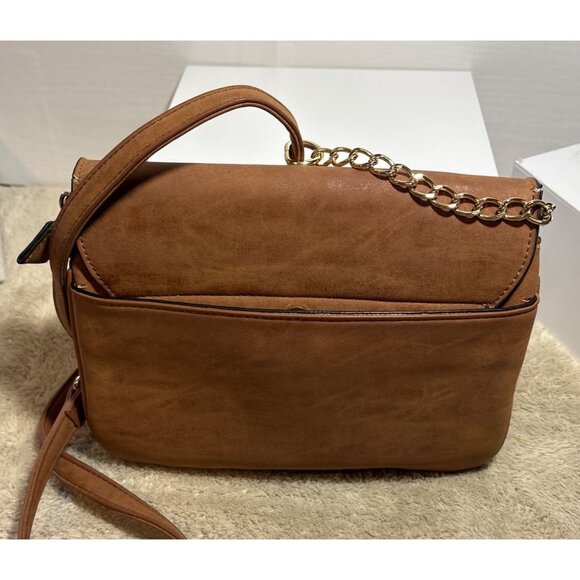 Call It Spring Crossbody Purse Brown Faux Leather Bag Gold Chain & Tassel Accent - Picture 3 of 12